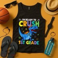 Funny Back To School I'm Ready To Crush 1st Grade Dinosaur Tank Top thumb 4