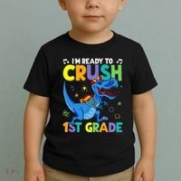 Funny Back To School I'm Ready To Crush 1st Grade Dinosaur Toddler T-Shirt thumb 2