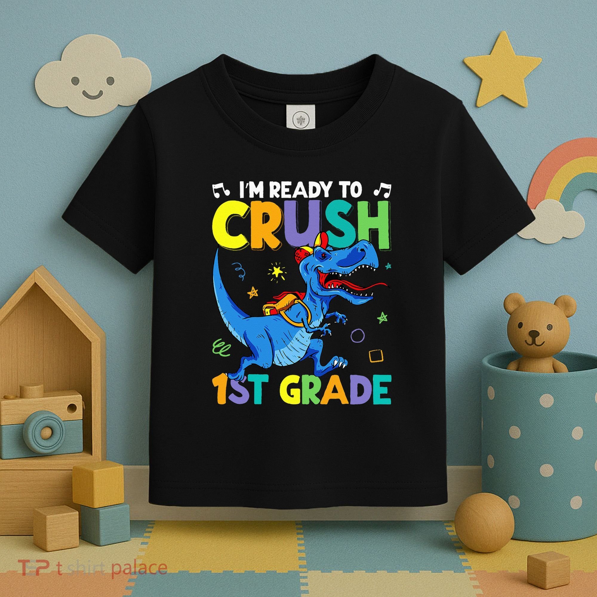 Funny Back To School I'm Ready To Crush 1st Grade Dinosaur Toddler T-Shirt