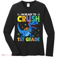 Funny Back To School I'm Ready To Crush 1st Grade Dinosaur Women's Long Sleeve Shirt thumb 0