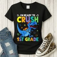 Funny Back To School I'm Ready To Crush 1st Grade Dinosaur Women's T-Shirt thumb 3