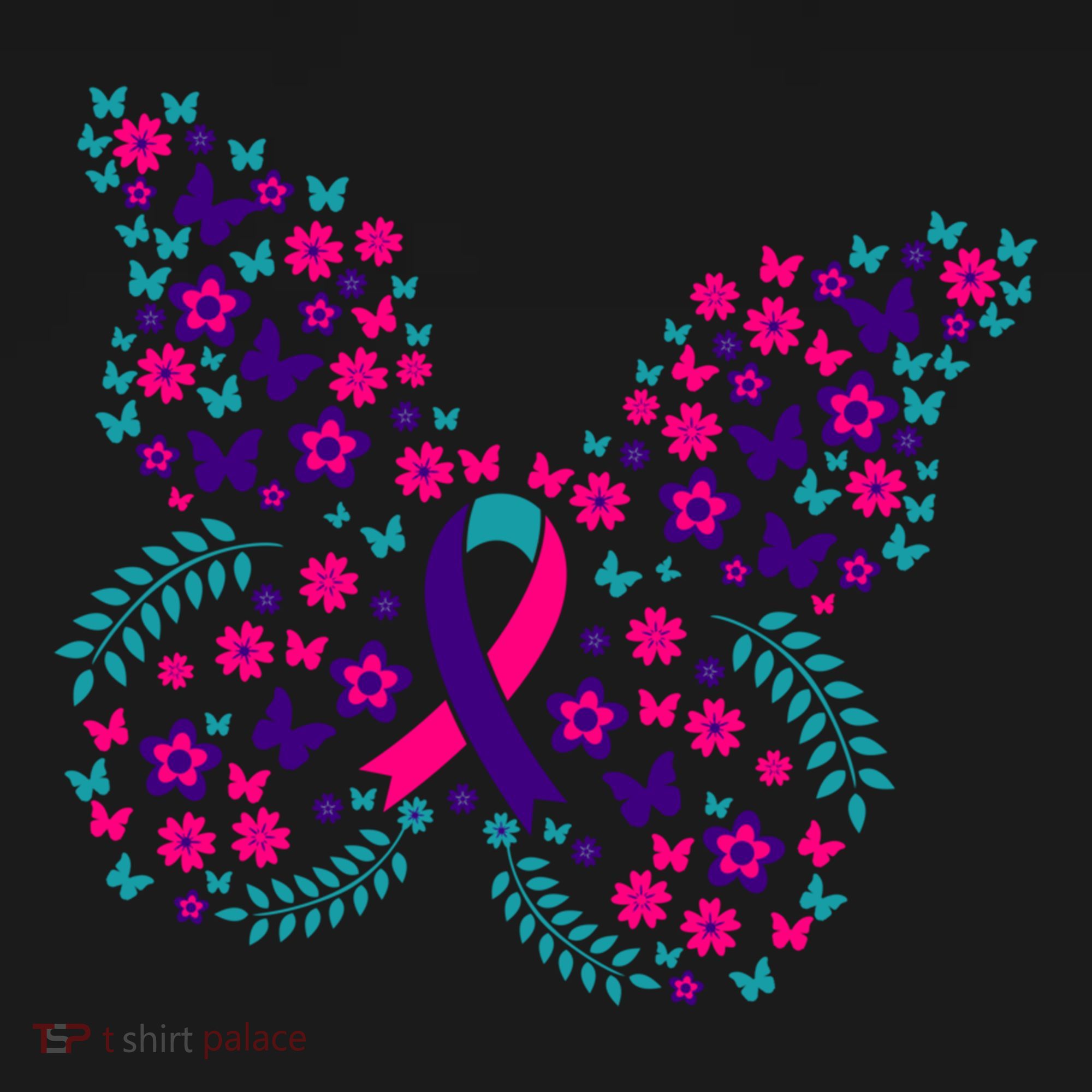 Flower Butterfly Thyroid Cancer Awareness Ribbon Funny Gift Great Gift Bucket Hat