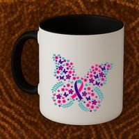 Flower Butterfly Thyroid Cancer Awareness Ribbon Funny Gift Great Gift Coffee Mug thumb 2