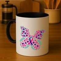 Flower Butterfly Thyroid Cancer Awareness Ribbon Funny Gift Great Gift Coffee Mug thumb 4