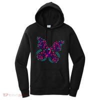 Flower Butterfly Thyroid Cancer Awareness Ribbon Funny Gift Great Gift Women's Hoodie thumb 0