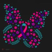 Flower Butterfly Thyroid Cancer Awareness Ribbon Funny Gift Great Gift Women's Hoodie thumb 2