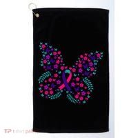Flower Butterfly Thyroid Cancer Awareness Ribbon Funny Gift Great Gift Golf Towel thumb 0