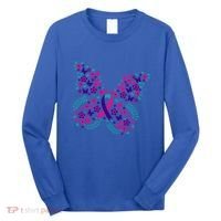 Flower Butterfly Thyroid Cancer Awareness Ribbon Funny Gift Great Gift Long Sleeve Shirt thumb 0