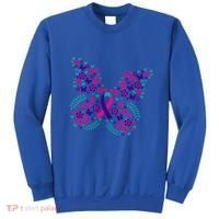 Flower Butterfly Thyroid Cancer Awareness Ribbon Funny Gift Great Gift Sweatshirt thumb 0