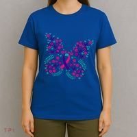 Flower Butterfly Thyroid Cancer Awareness Ribbon Funny Gift Great Gift T-Shirt thumb 4