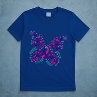 Flower Butterfly Thyroid Cancer Awareness Ribbon Funny Gift Great Gift T-Shirt thumb 5