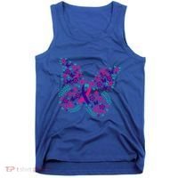 Flower Butterfly Thyroid Cancer Awareness Ribbon Funny Gift Great Gift Tank Top thumb 0