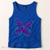 Flower Butterfly Thyroid Cancer Awareness Ribbon Funny Gift Great Gift Tank Top thumb 2