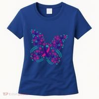 Flower Butterfly Thyroid Cancer Awareness Ribbon Funny Gift Great Gift Women's T-Shirt thumb 0