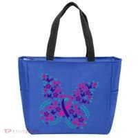 Flower Butterfly Thyroid Cancer Awareness Ribbon Funny Gift Great Gift Tote Bag thumb 0