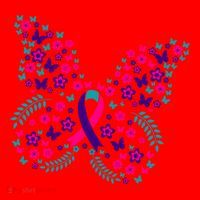 Flower Butterfly Thyroid Cancer Awareness Ribbon Funny Gift Great Gift Santa Hat thumb 1