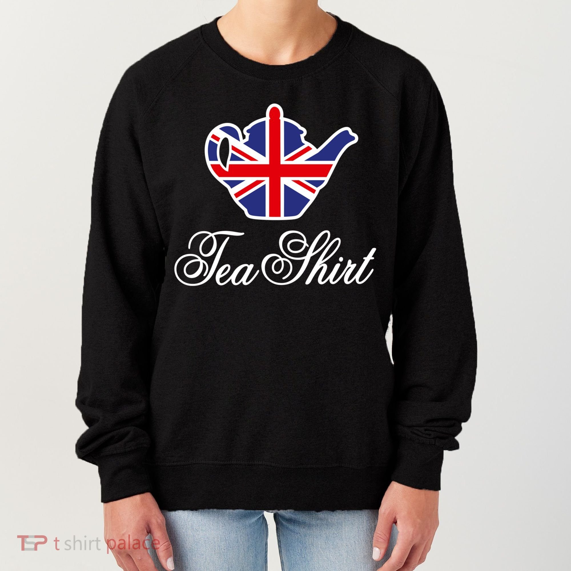 Funny British Tea Gift Uk Teapot Union Jack Flag Tea Pun Gift Women's Sweatshirt