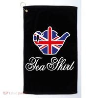 Funny British Tea Gift Uk Teapot Union Jack Flag Tea Pun Gift Golf Towel thumb 0