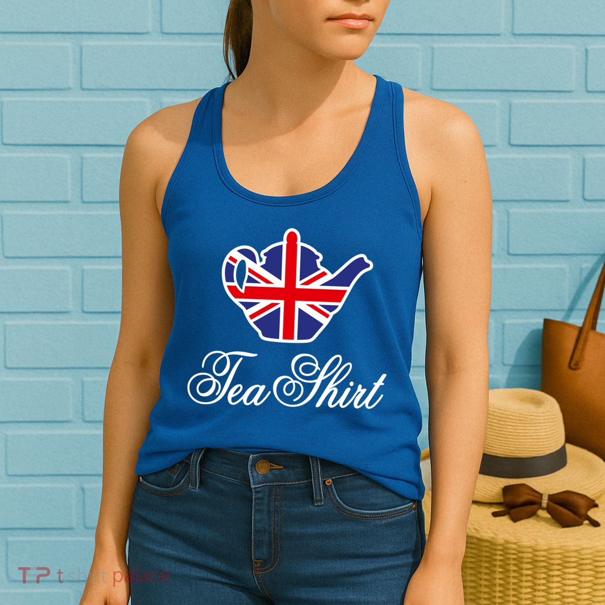 Funny British Tea Gift Uk Teapot Union Jack Flag Tea Pun Gift Women's Tank Top