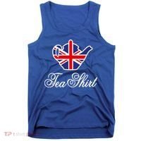 Funny British Tea Gift Uk Teapot Union Jack Flag Tea Pun Gift Tank Top thumb 0