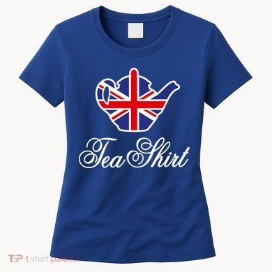 Funny British Tea Gift Uk Teapot Union Jack Flag Tea Pun Gift Women's T-Shirt
