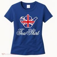 Funny British Tea Gift Uk Teapot Union Jack Flag Tea Pun Gift Women's T-Shirt thumb 0