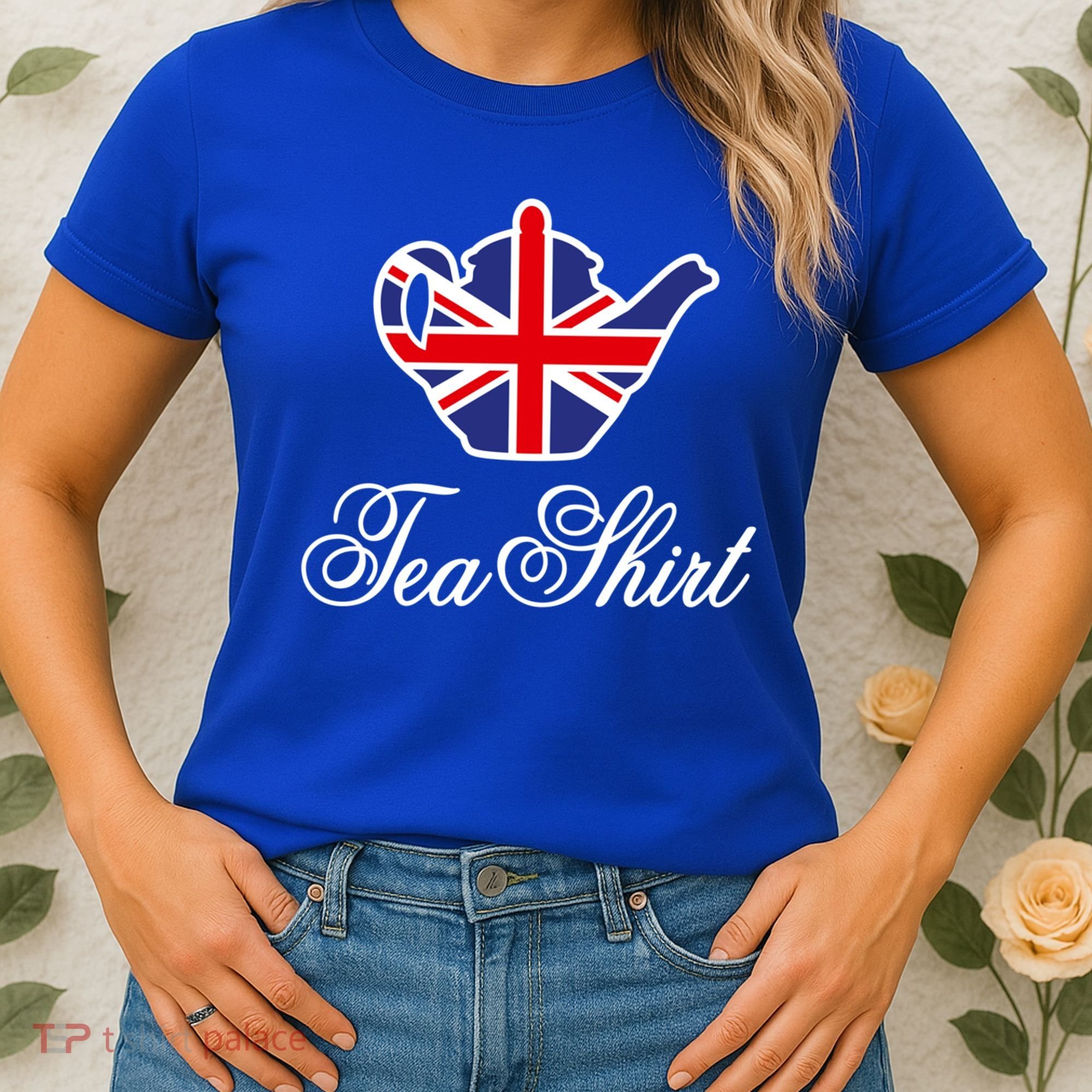 Funny British Tea Gift Uk Teapot Union Jack Flag Tea Pun Gift Women's T-Shirt