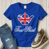 Funny British Tea Gift Uk Teapot Union Jack Flag Tea Pun Gift Women's T-Shirt thumb 3
