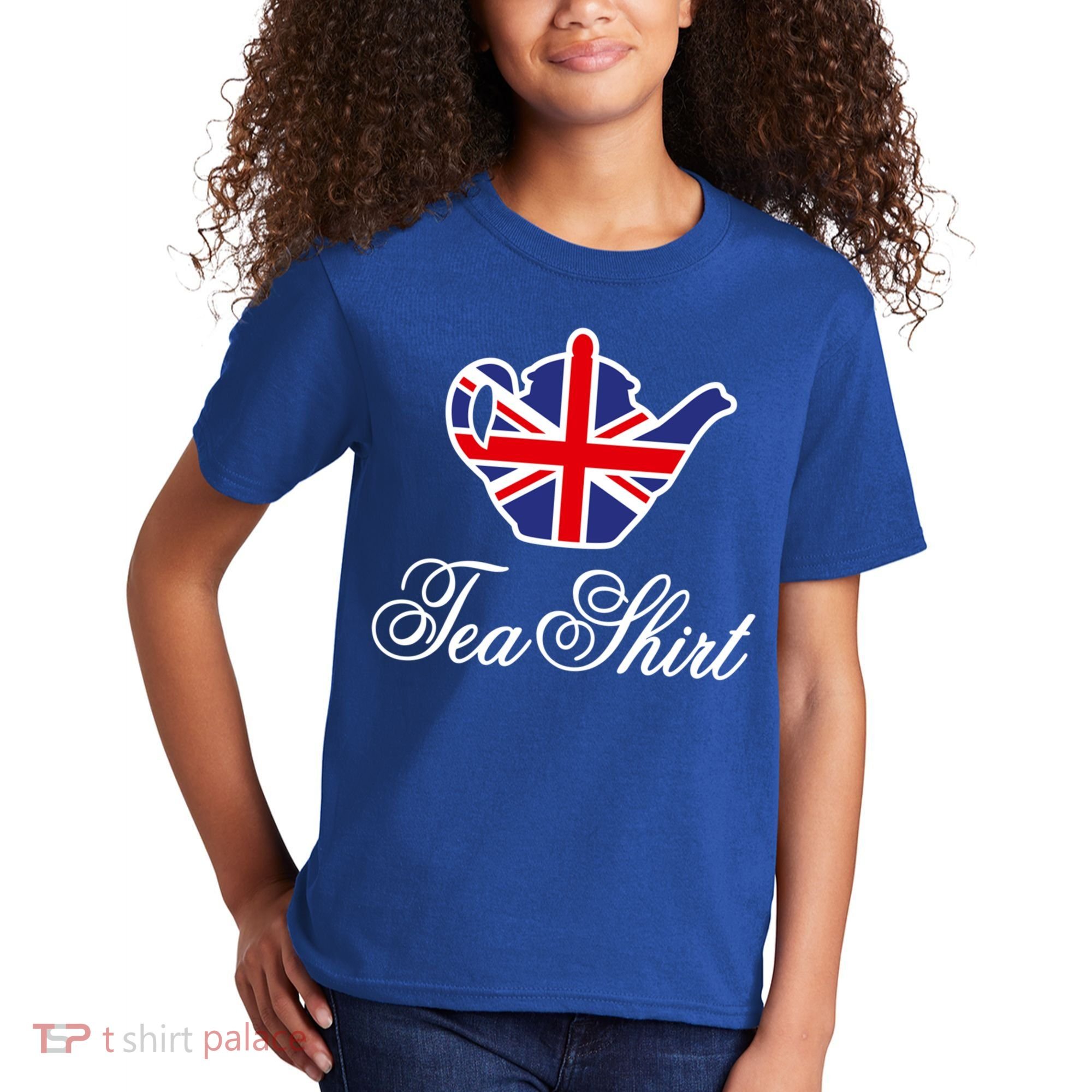 Funny British Tea Gift Uk Teapot Union Jack Flag Tea Pun Gift Kids T-Shirt