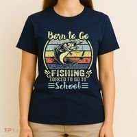 Funny Born To Go Fishing Bass Fish Fisherman T-Shirt thumb 4