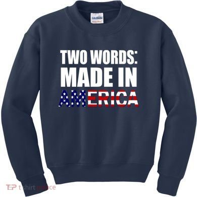 Funny Biden Two Words, Made In America Kids Sweatshirt