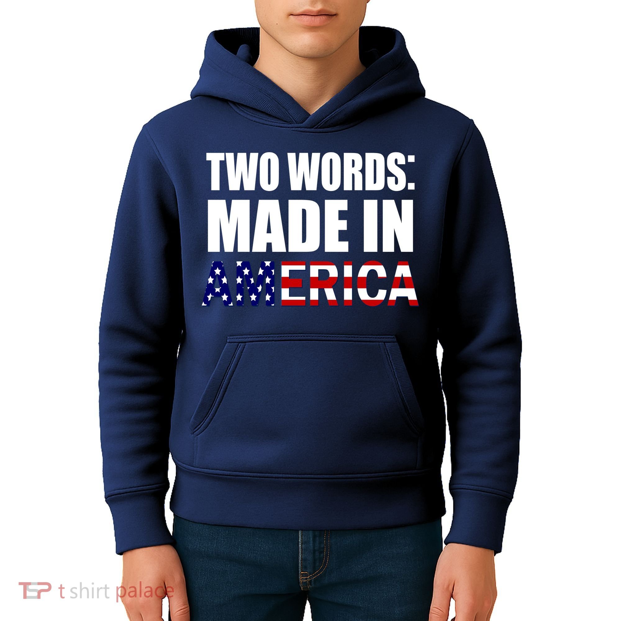 Funny Biden Two Words, Made In America Kids Hoodie