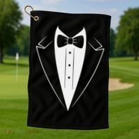 Funny Bow Tie Tuxedo Costume Formal Party For Man Golf Towel thumb 1