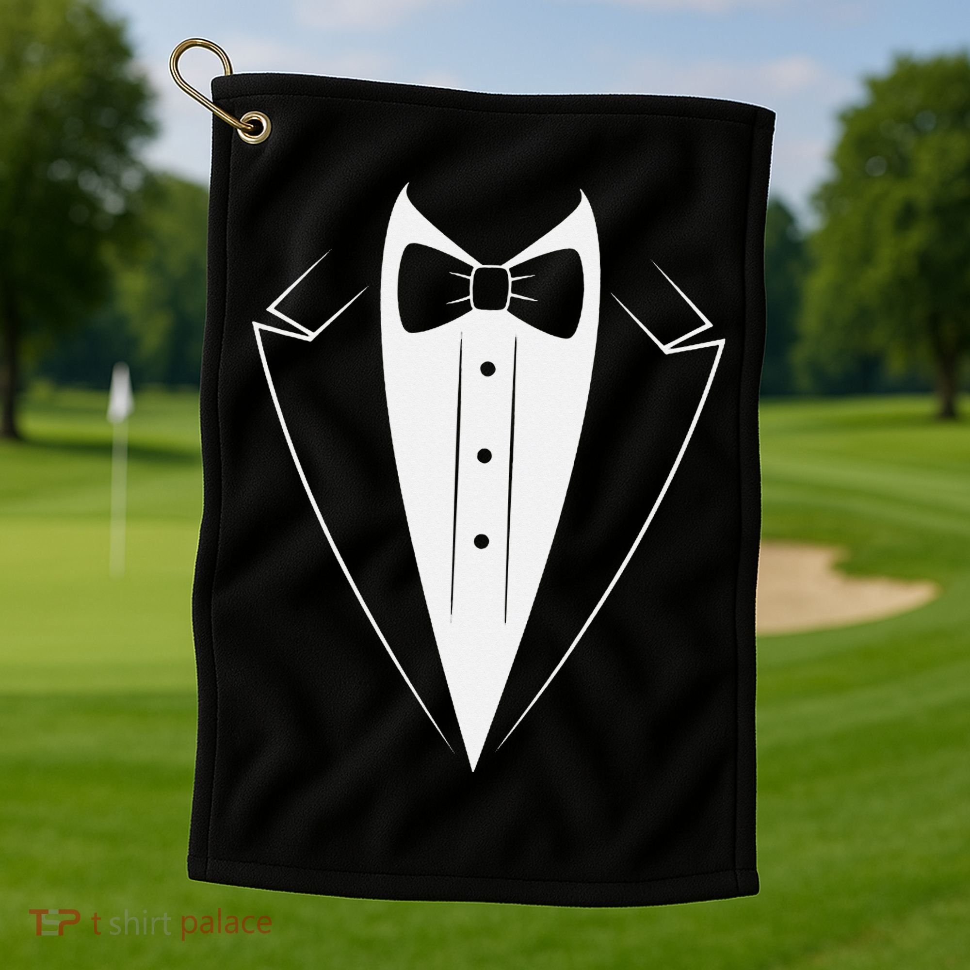 Funny Bow Tie Tuxedo Costume Formal Party For Man Golf Towel
