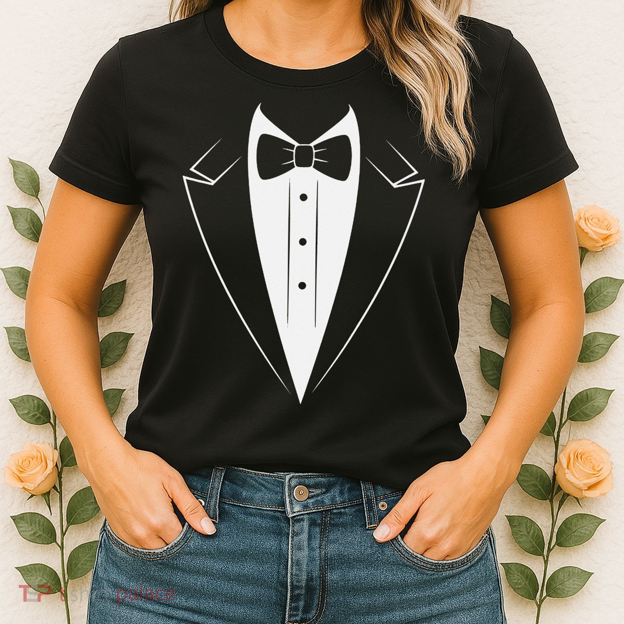 Funny Bow Tie Tuxedo Costume Formal Party For Man Women's T-Shirt