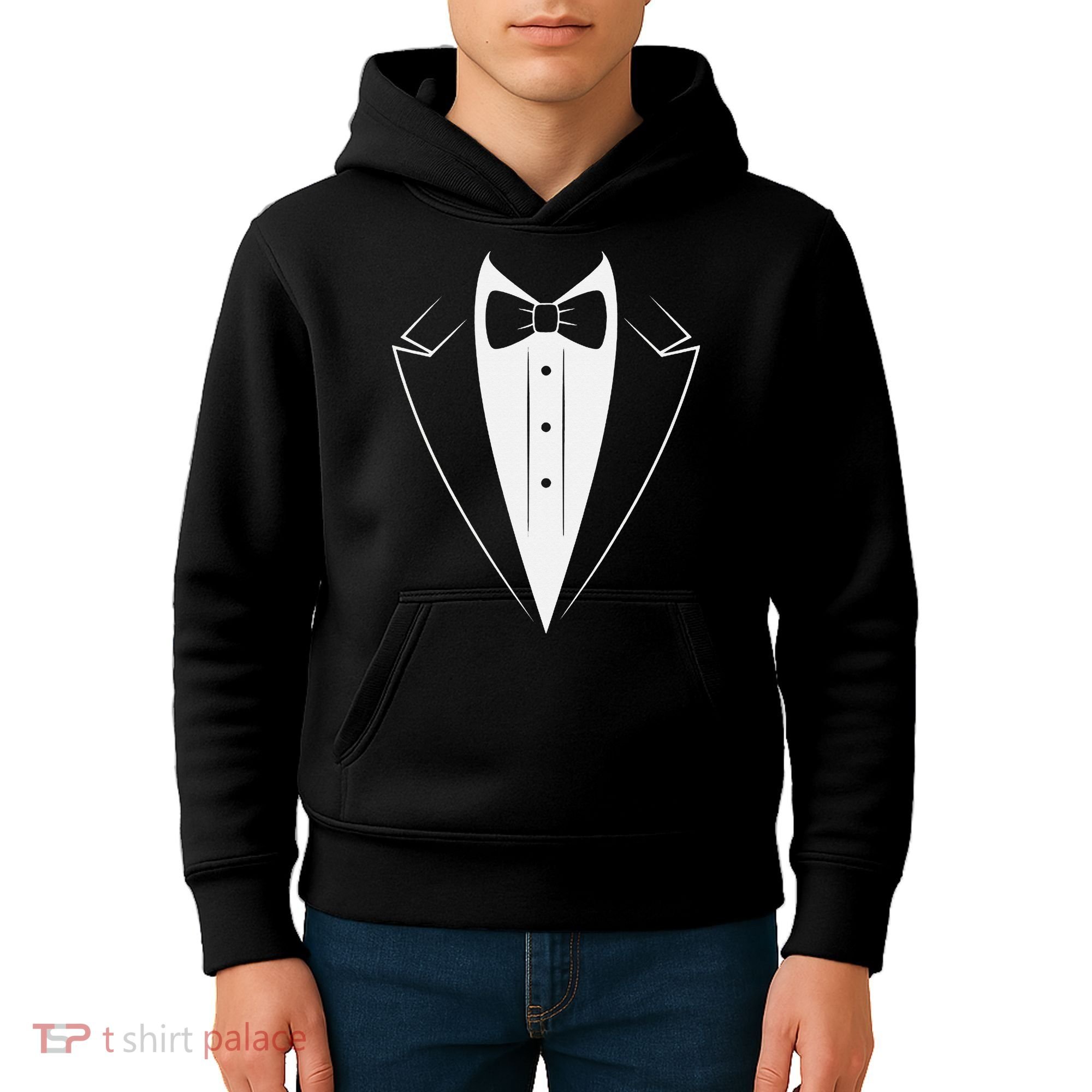 Funny Bow Tie Tuxedo Costume Formal Party For Man Kids Hoodie