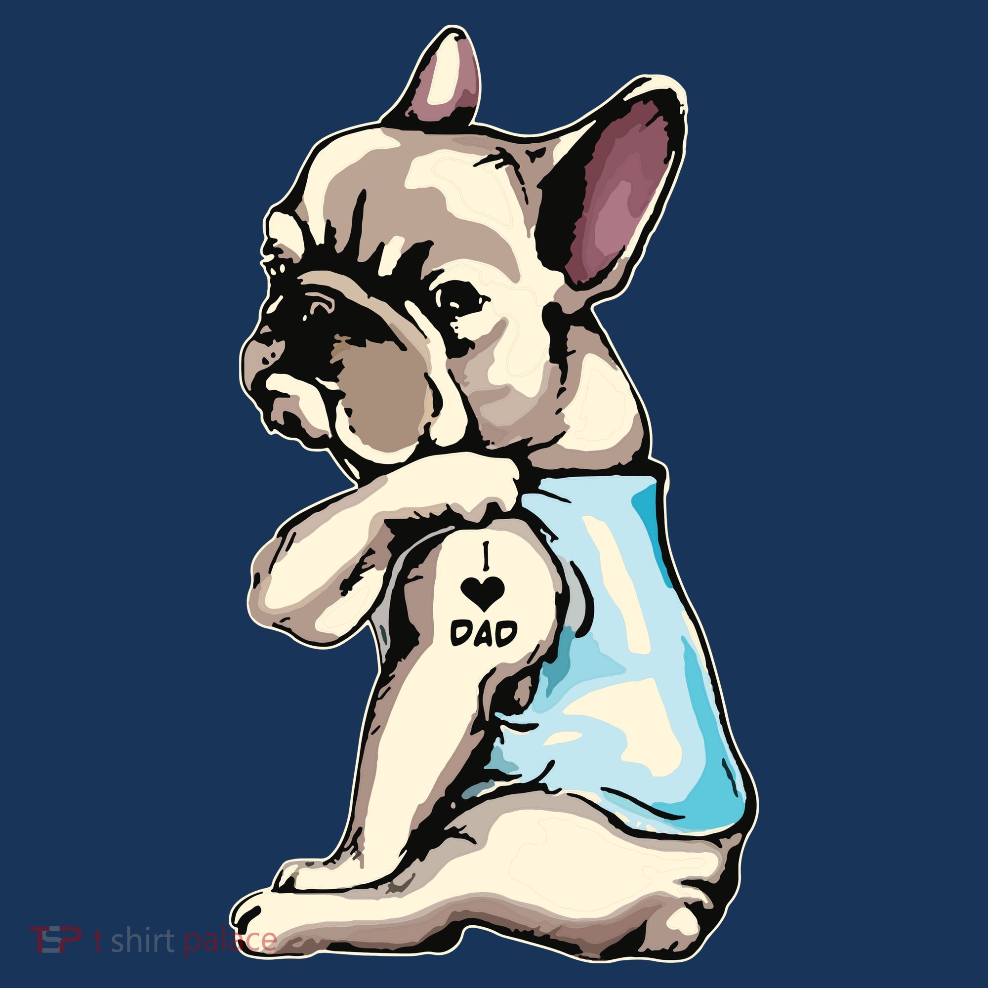 French Bulldog Tattoos I Love Dad Sitting Gift Fathers Day Polo