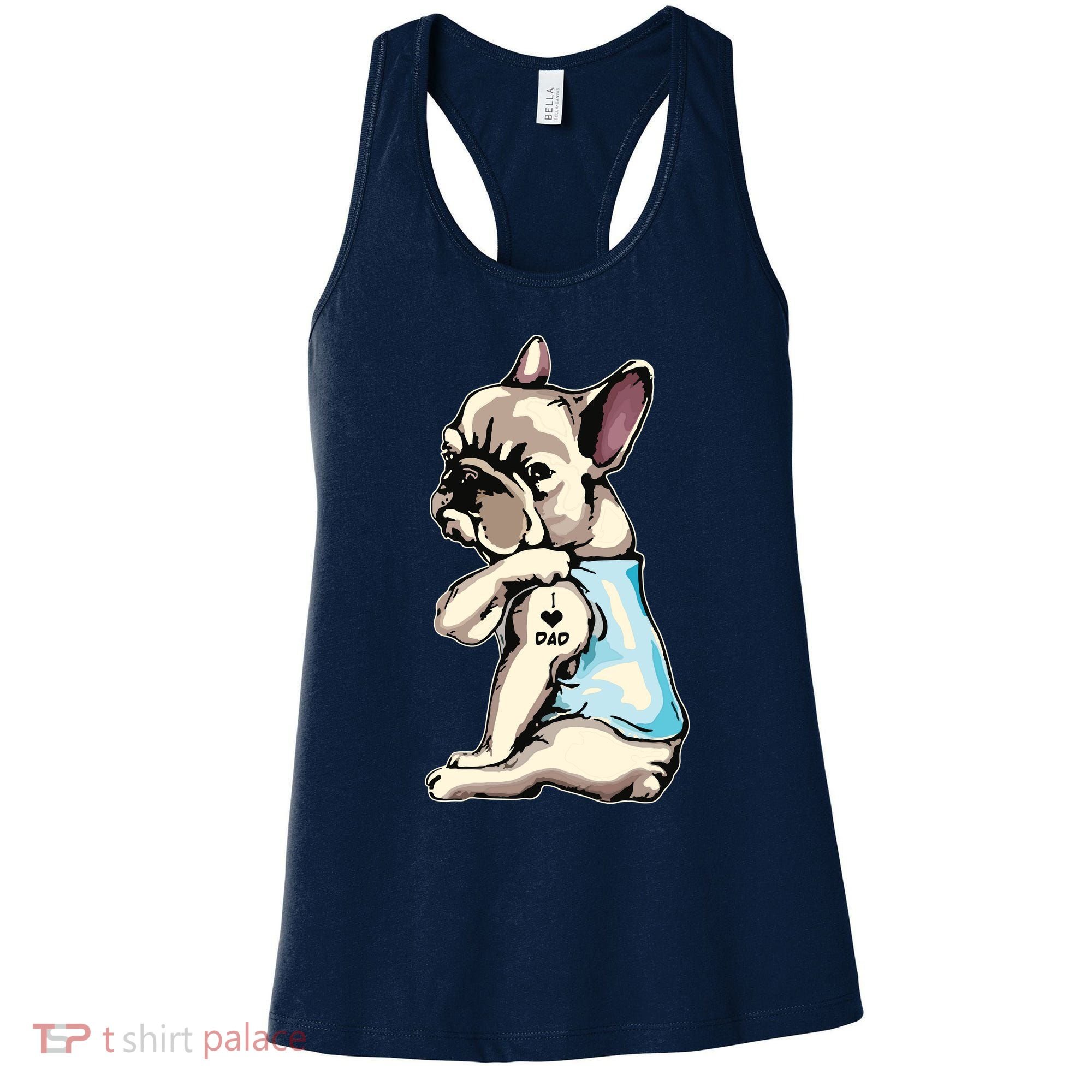 French Bulldog Tattoos I Love Dad Sitting Gift Fathers Day Women's Tank Top