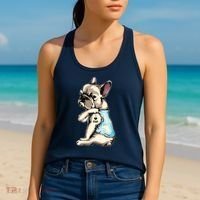French Bulldog Tattoos I Love Dad Sitting Gift Fathers Day Women's Tank Top thumb 2