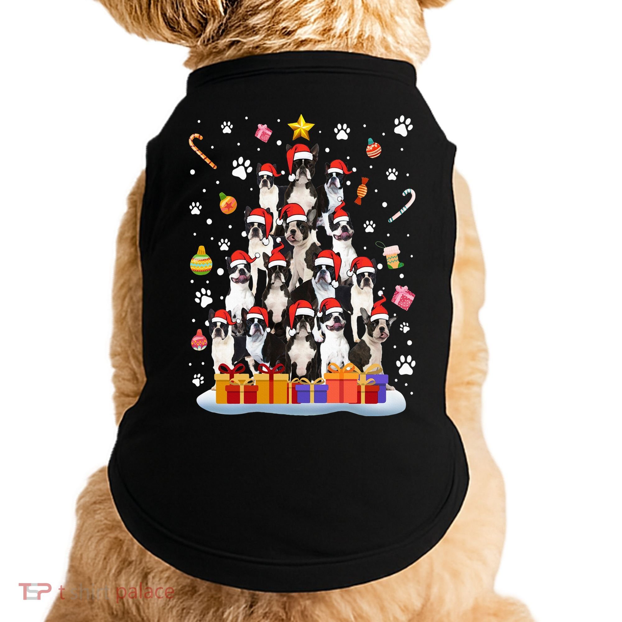 Funny Boston Terrier Dog Ugly Sweater Christmas Tree Xmas Doggie Tank
