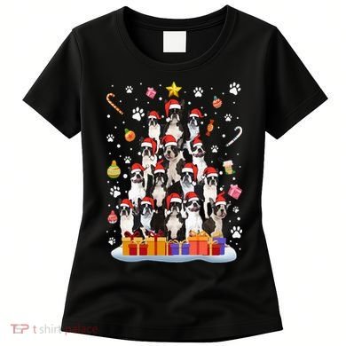 Funny Boston Terrier Dog Ugly Sweater Christmas Tree Xmas Women's T-Shirt