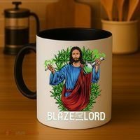 Funny Blaze The Lord High Stoned Jesus 420 Weed Lovers Gift Coffee Mug thumb 4