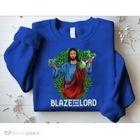 Funny Blaze The Lord High Stoned Jesus 420 Weed Lovers Gift Sweatshirt thumb 2