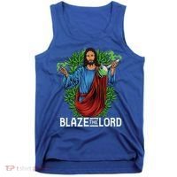Funny Blaze The Lord High Stoned Jesus 420 Weed Lovers Gift Tank Top thumb 0