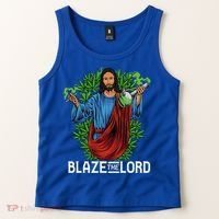 Funny Blaze The Lord High Stoned Jesus 420 Weed Lovers Gift Tank Top thumb 2
