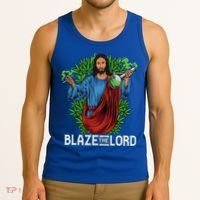 Funny Blaze The Lord High Stoned Jesus 420 Weed Lovers Gift Tank Top thumb 3