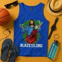 Funny Blaze The Lord High Stoned Jesus 420 Weed Lovers Gift Tank Top thumb 4