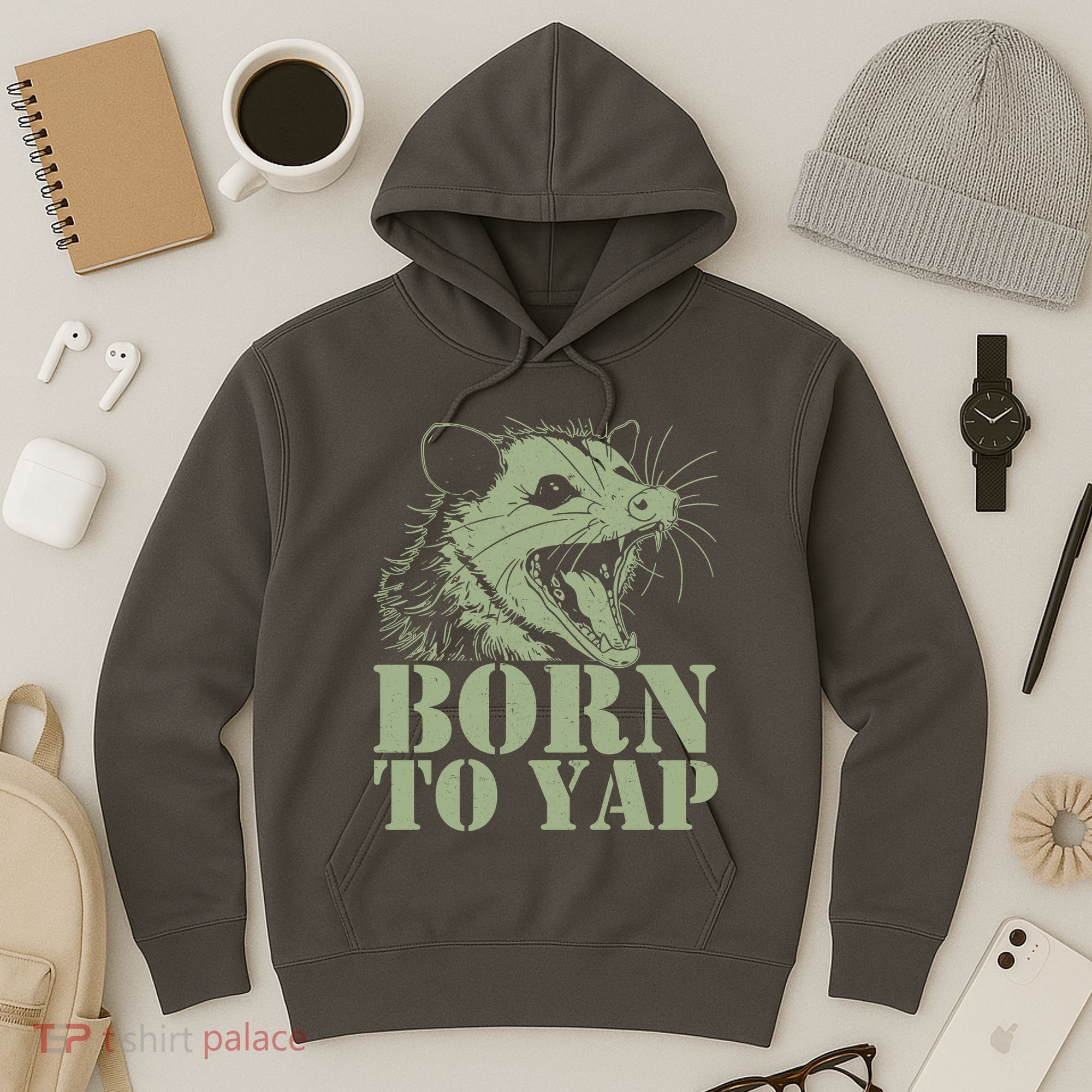 Funny Born To Yap Opossum Hoodie