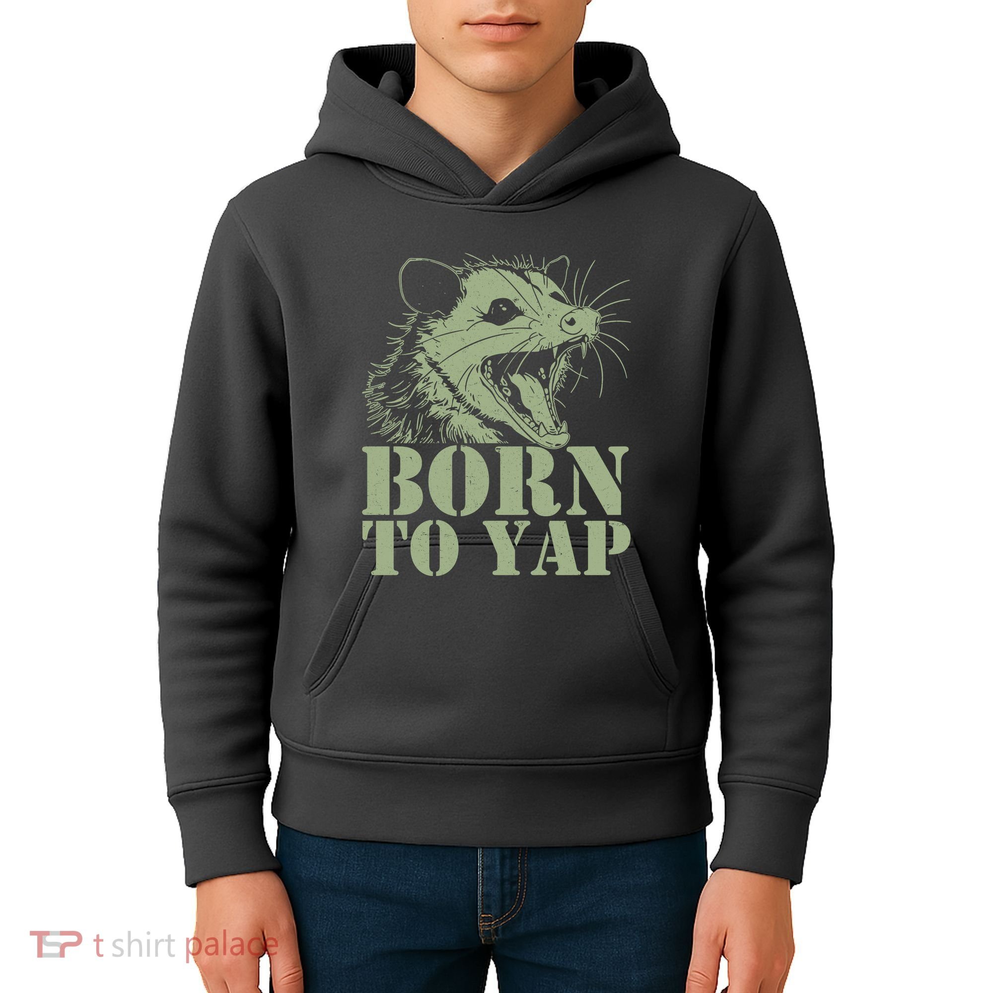 Funny Born To Yap Opossum Kids Hoodie