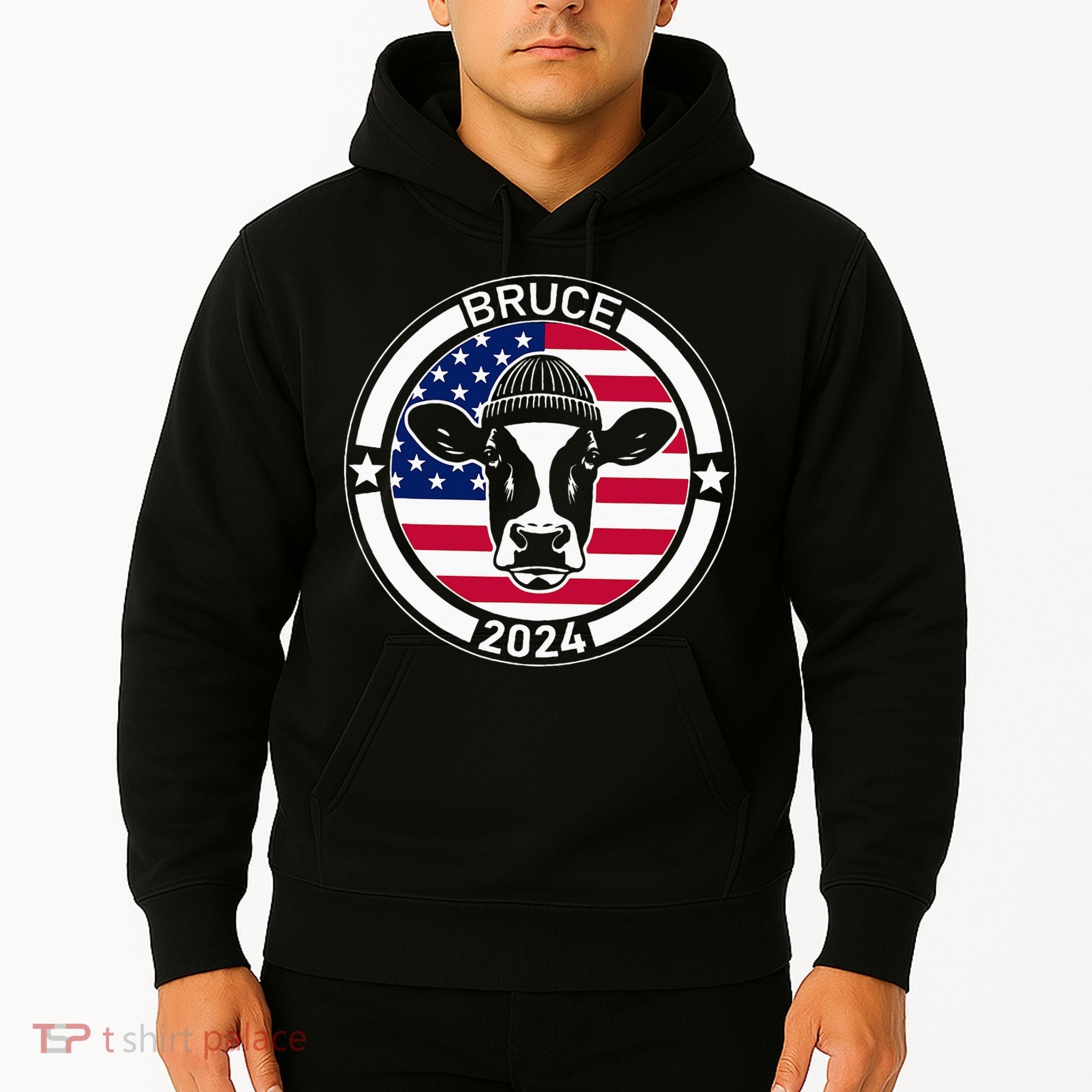 Funny Bruce The Cow Head Bruce For President 2024 Hoodie